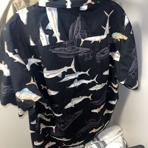 RJC Hawaiian Shirt‎ LARGE Fish Design Made In Hawaii
